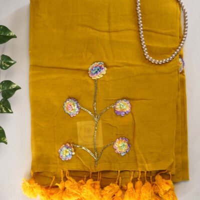 Mulmul hand embrodery Saree