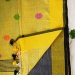 Mustard Yellow Cotton Saree with Multicolour Buttas