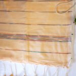 Beige Khadi Cotton Saree with Multicolour Stripes