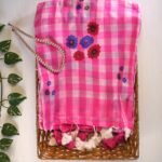 Mulmul Hand painted checks Saree
