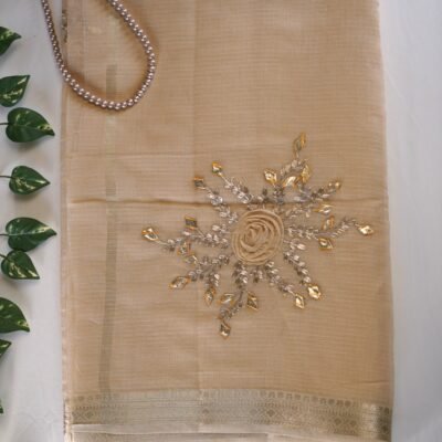 Kota Hand embroidery Pittan Work Tissue Saree