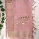 Kota Hand embroidery Pittan Work Tissue Saree