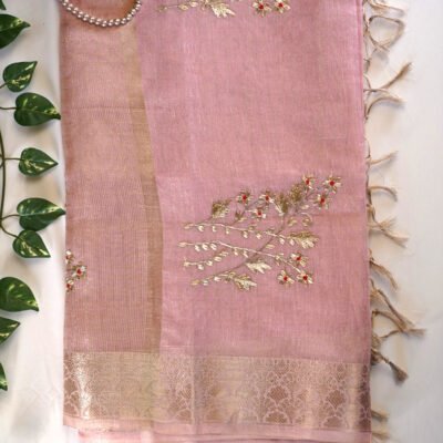 Kota Hand embroidery Pittan Work Tissue Saree