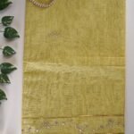 Parrot Green Kota Pittan Work Tissue Saree