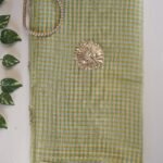 Green Kota Floral Hand Embroidered Tissue Saree