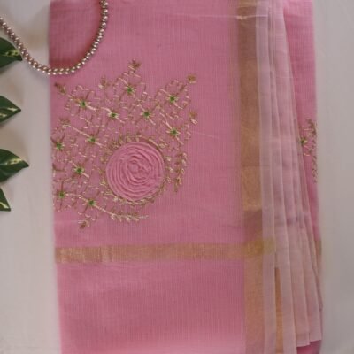 Kota Hand embroidery Pittan Work Tissue Saree