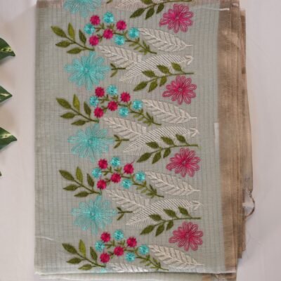 Kota Soft Tissue Floral Embroidery Saree