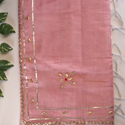 Kota Peach Color Gota Patti Soft Tissue saree