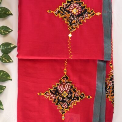 Mulmul mirror patch work Saree