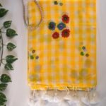 Mulmul Hand painted checks Saree