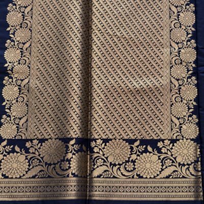 Navy Blue Banarasi Art Silk Katan Saree