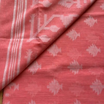 Coral Pink Bengal Cotton Jamdani Saree