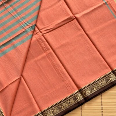 Narayanpeth Mercerized small border cotton saree