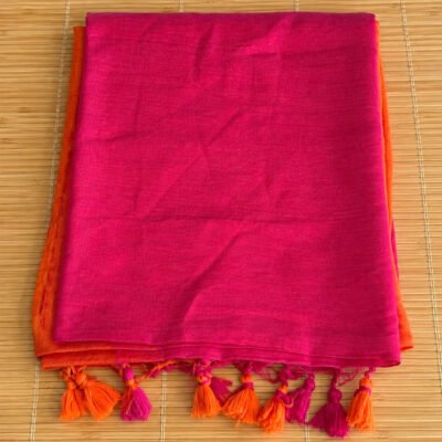 Pure Mul Cotton Saree – Pink & Orange