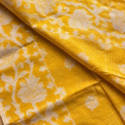 Mustard Yellow Bengal Cotton Jamdani Saree