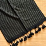Zari Stripe Cotton Saree Black