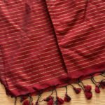 Zari Stripe Cotton Saree Wine
